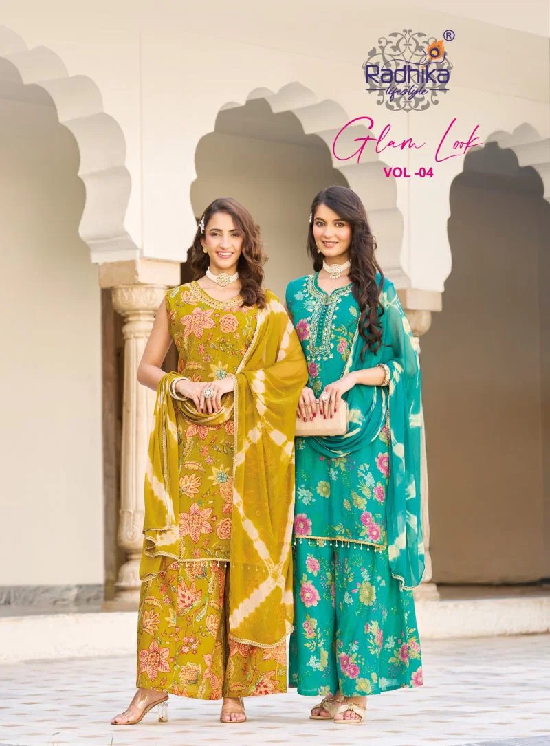 Radhika Glam Look Vol 4 Milano Silk Printed Kurta With Palazzo Set