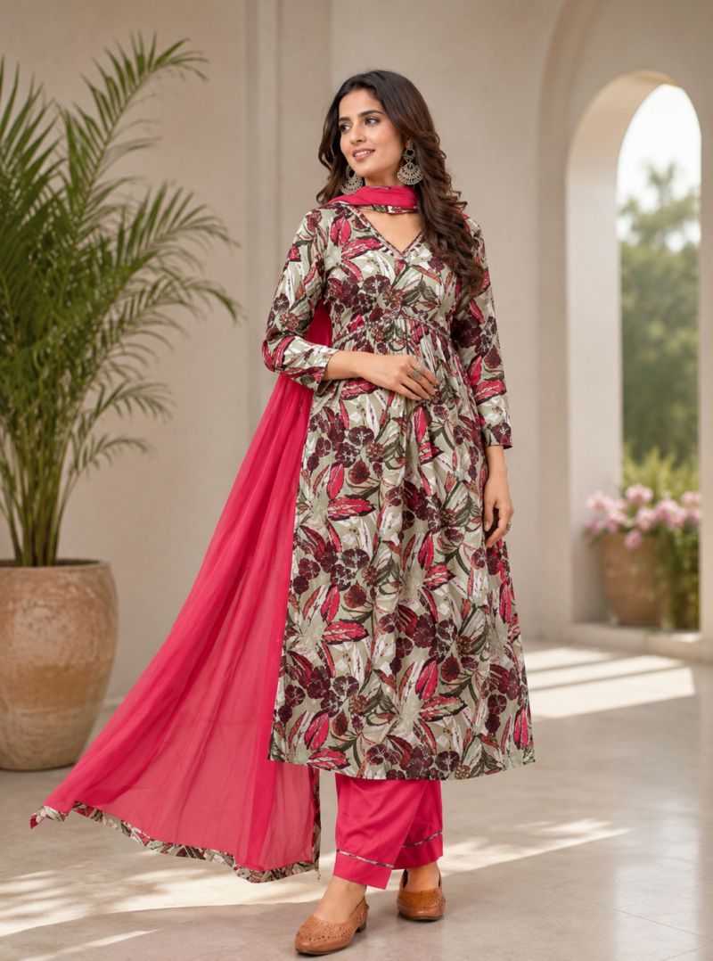 Emily 49 To 51 Rayon Printed Kurti With Bottom Dupatta