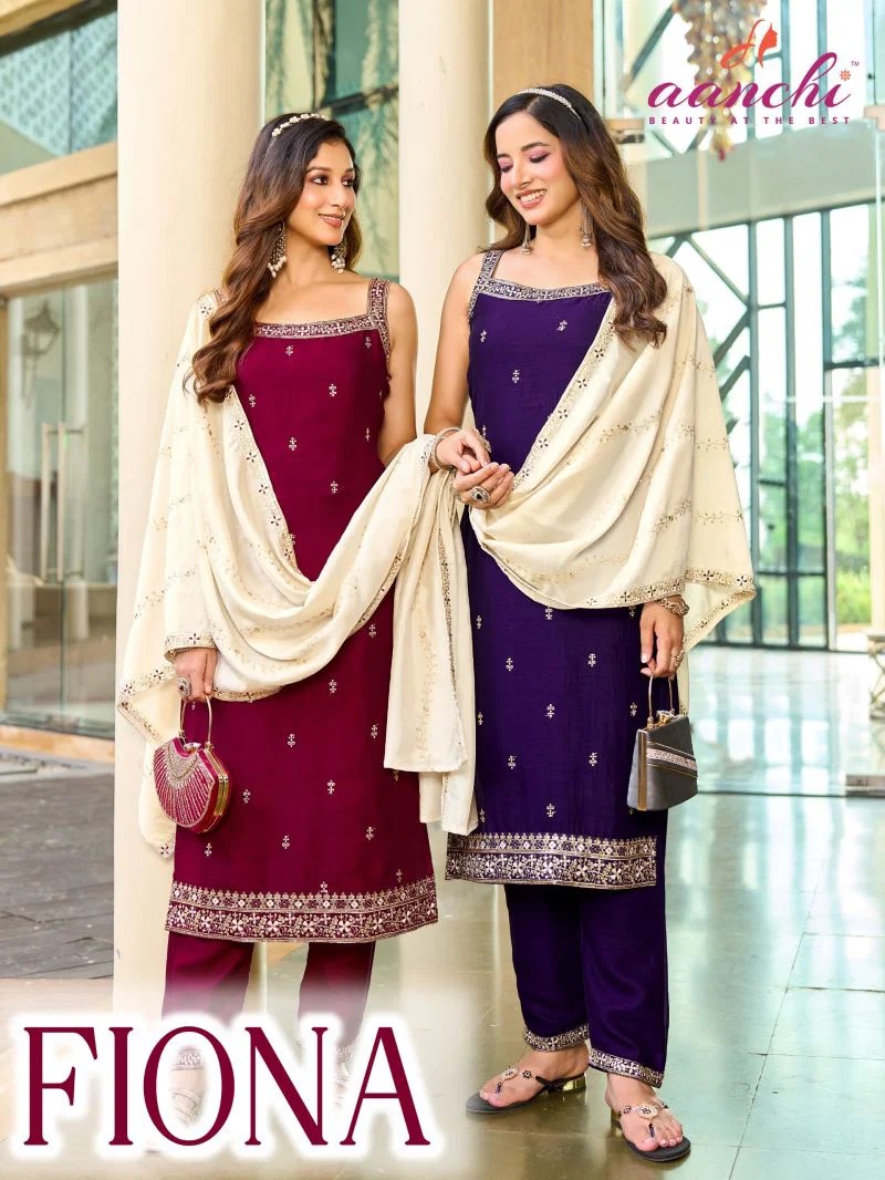 Aanchi Fiona Vichitra Silk Kurti Bottom With Dupatta