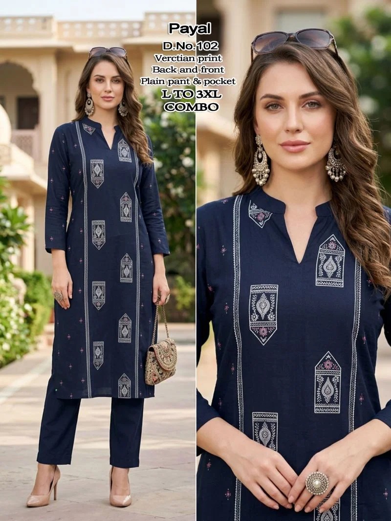 Payal Combo 1 Vartican Printed Kurti With Bottom Below 500 Price