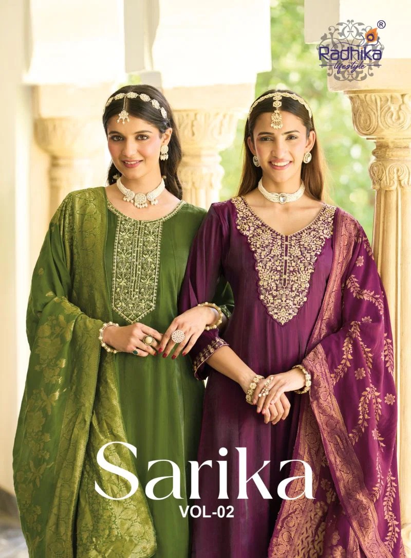 Radhika Sarika Vol 2 Embroidered Anarkali Kurti Set With Dupatta