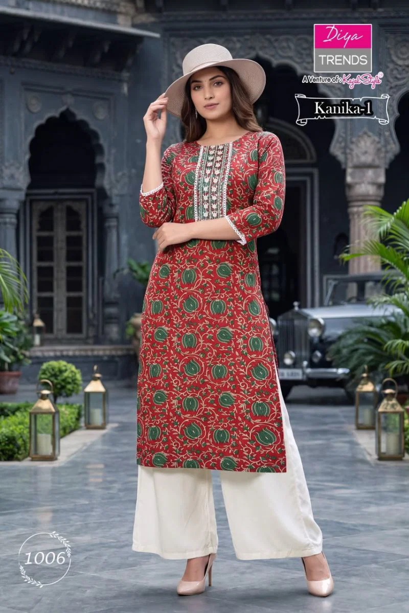 Diya Trends Kanika Cotton Embroidered Kurti With Bottom Collection