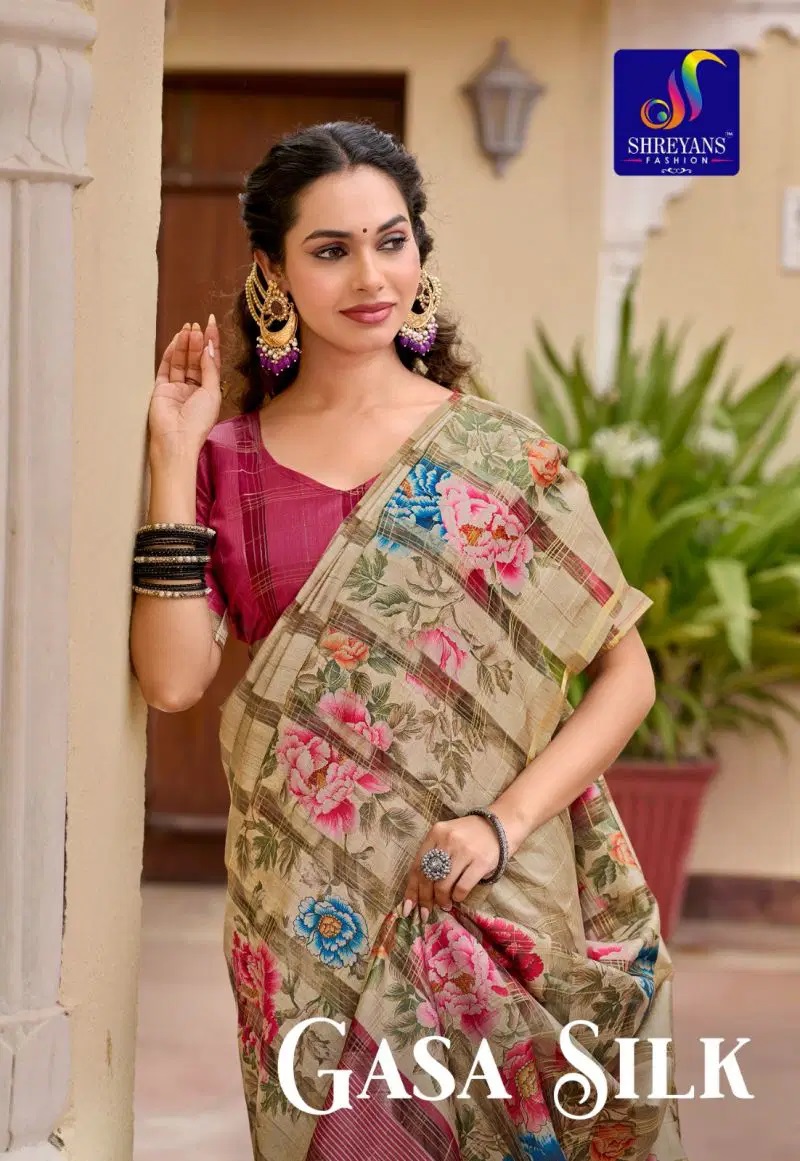 Shreyans Gasa Tusser Silk Printed Saree Collection