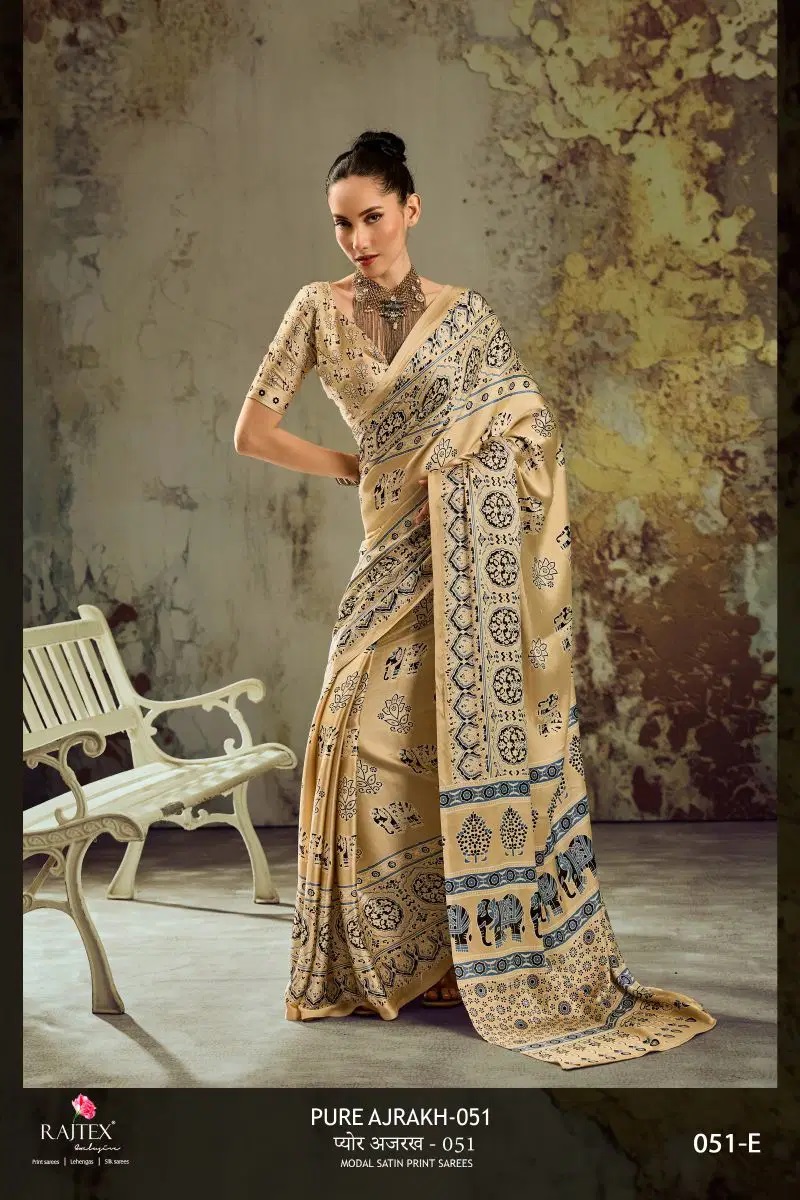 Rajtex Pure Ajrakh 051 Modal Ajrakh Printed Saree Collection