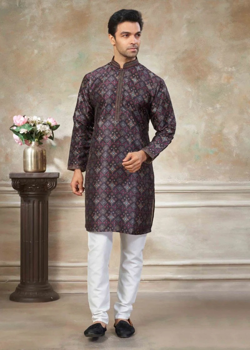 Outluk Wedding 41 Printed Pintex Work Mens Kurta And Pajama