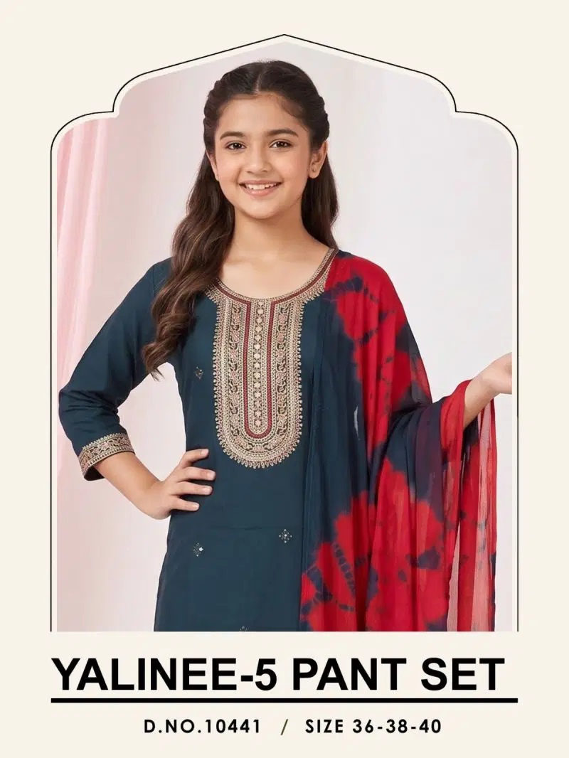 Yalinee 10441 Embroidered Work Kids Work Kurti Set with Dupatta