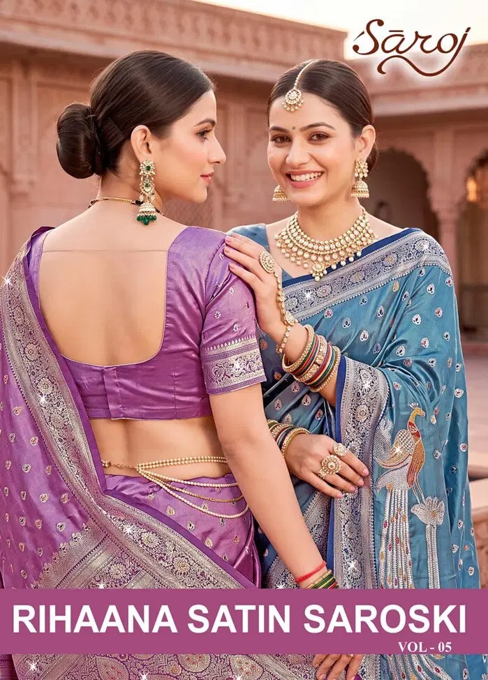 Saroj Rihaana Satin Saroski Vol 5 Satin Silk Traditional Saree Collection