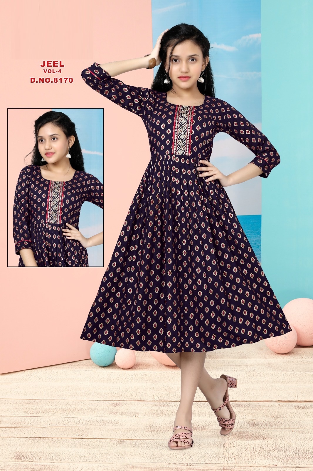Anarkali Dress-Long Gown kurti in Rayon with Pleted waist and wooden B –  SVB Ventures