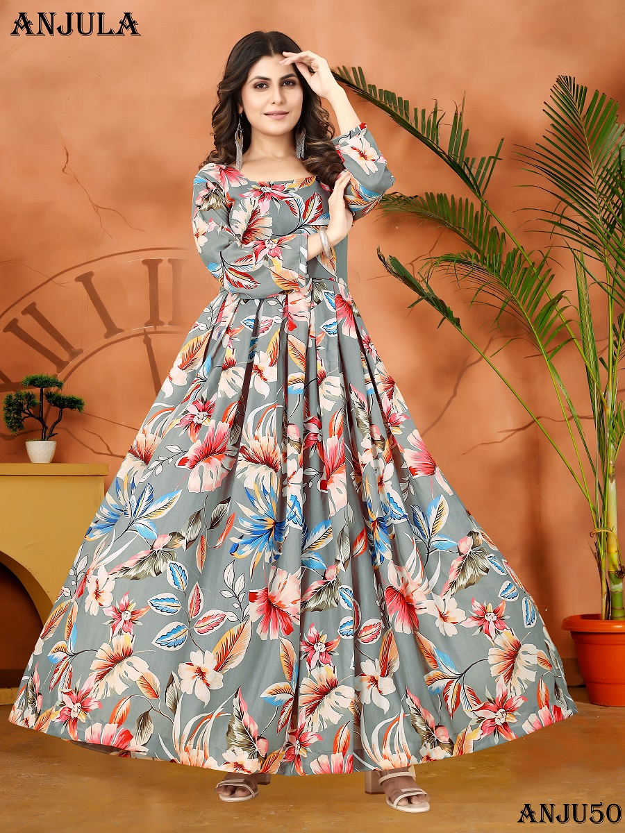 Designer Long Printed Gown with Pom-Pom!! – Royskart
