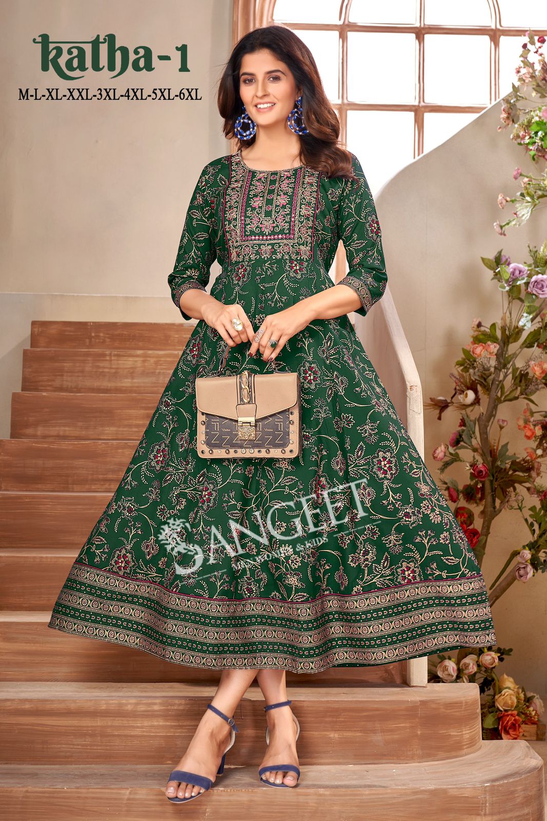 Embroidered long kurtis hot sale
