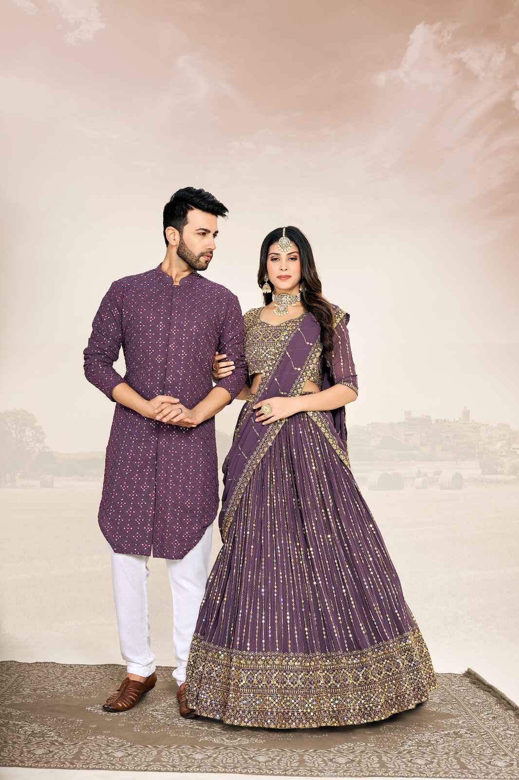 purple lehenga matching groom dress Brides in Lavender Lehengas are raising the experimental meter in Indian Weddings