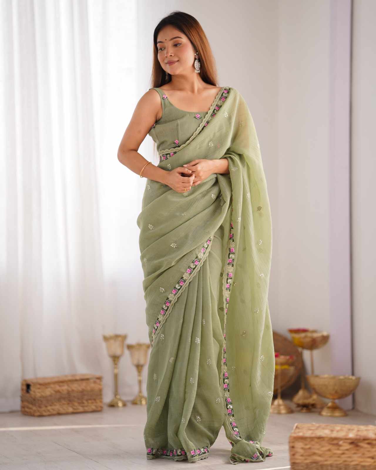 Kc 839 Embroidery Silk Saree Collection