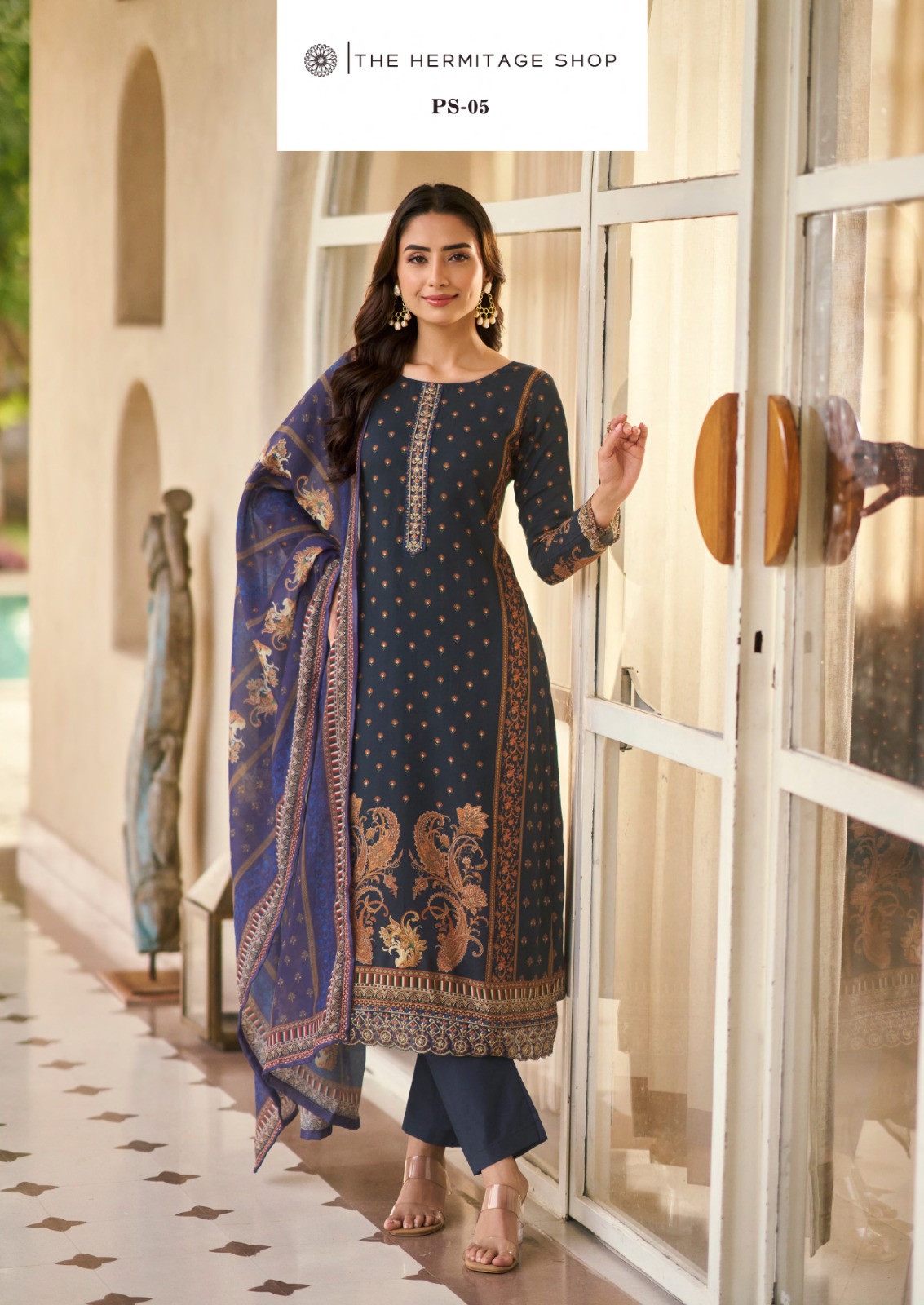Hermitage Paisely Vol 2 Finest Printed Lawn Cotton Dress Material