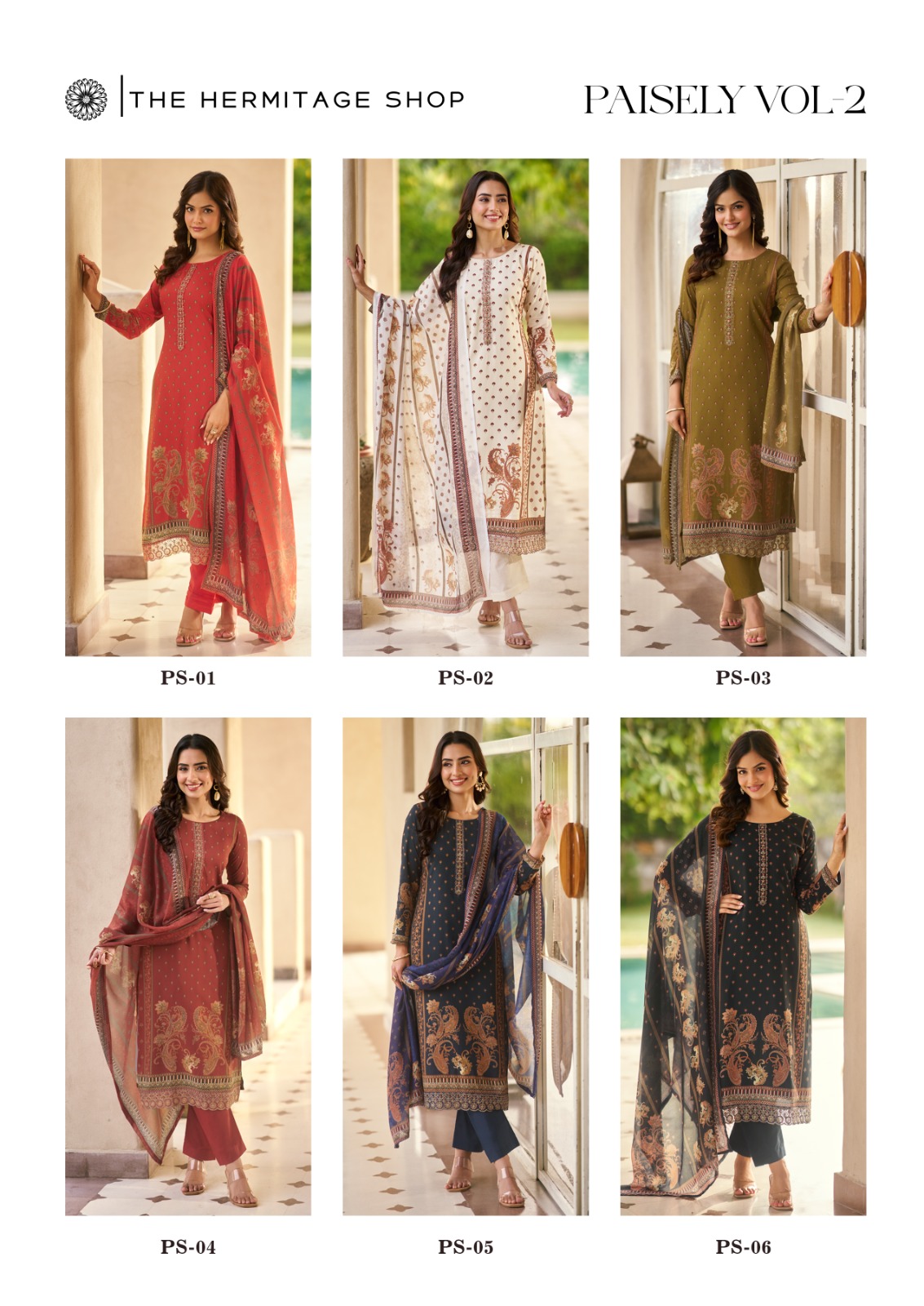Hermitage Paisely Vol 2 Finest Printed Lawn Cotton Dress Material