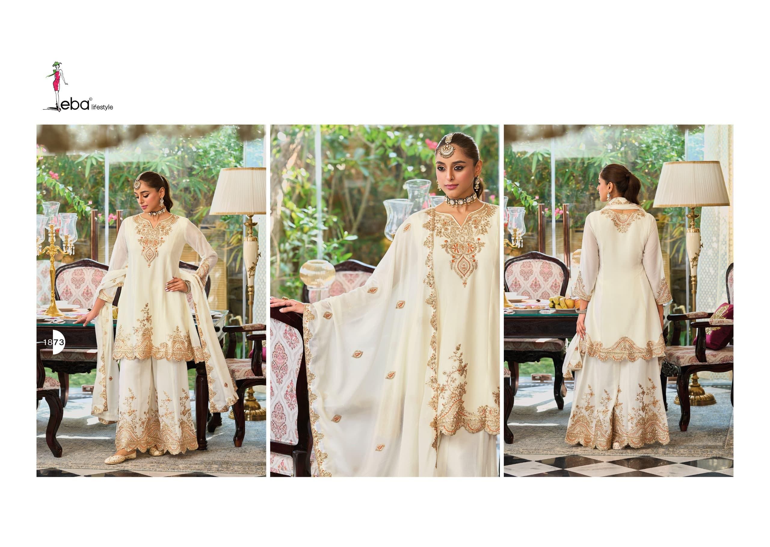 Eba Kalista Black And White Chinon Embroidery Readymade Suits Collection