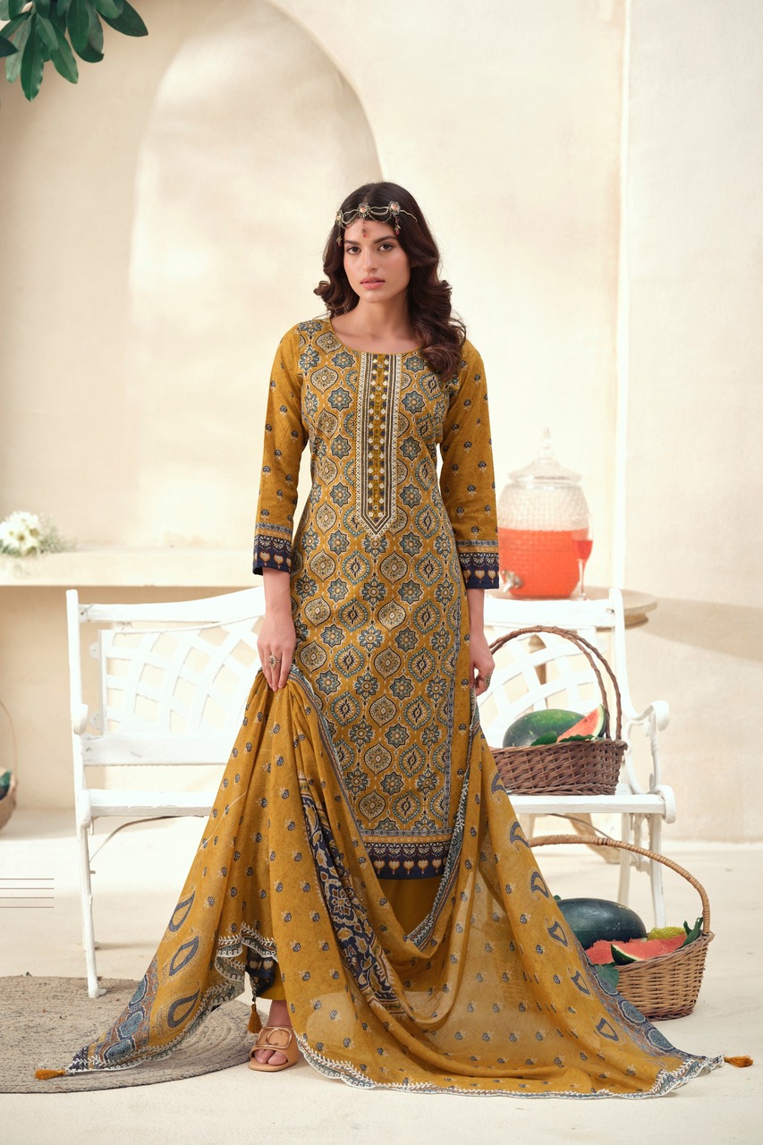 Hermitage Ajrakh Vol 1 Lawn Cotton Ajrakh Prints Dress Material