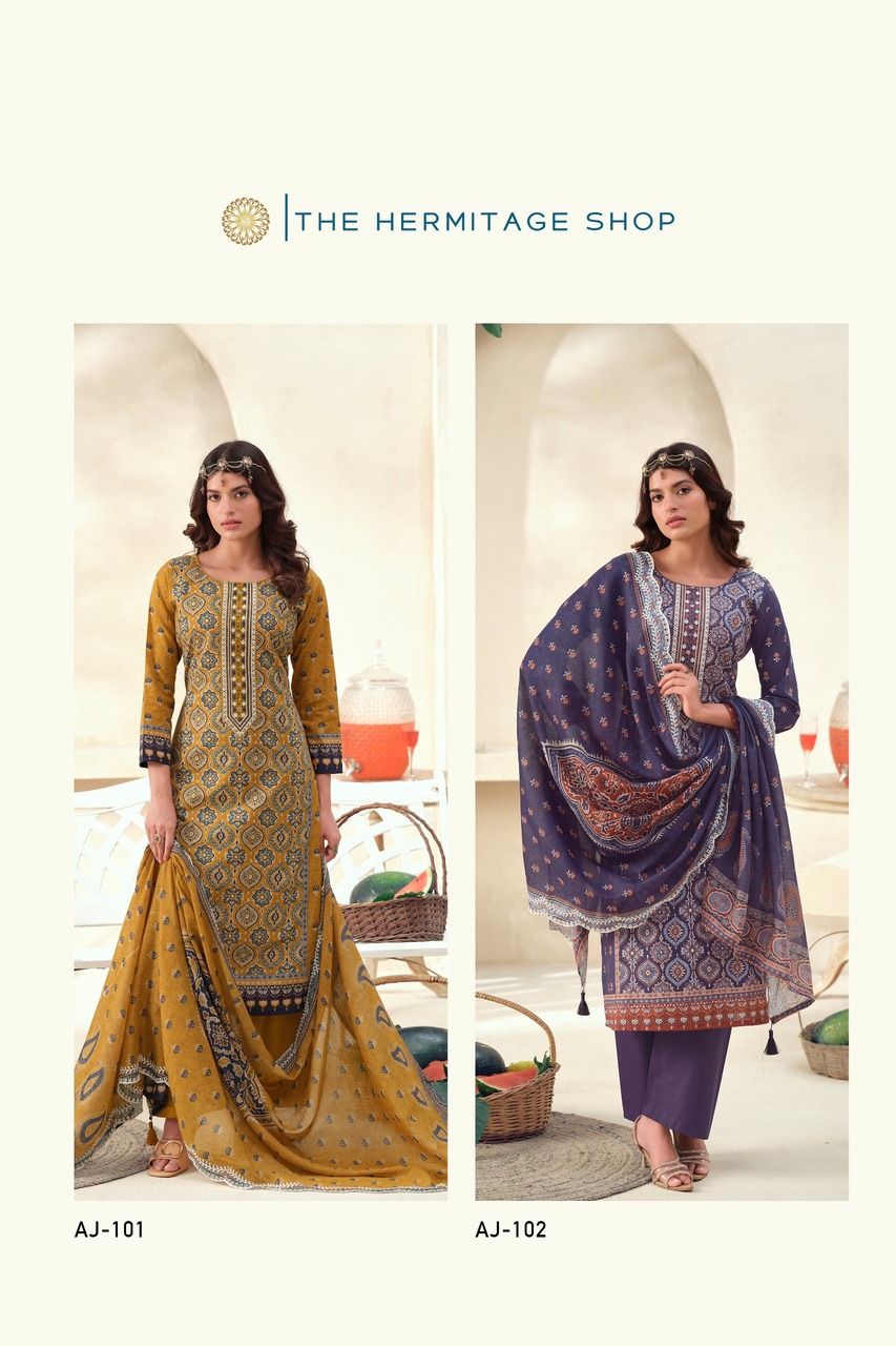 Hermitage Ajrakh Vol 1 Lawn Cotton Ajrakh Prints Dress Material
