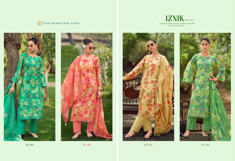 Hermitage Iznik Vol 2 Lawn Cotton Designer Dress Material