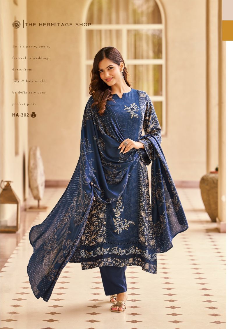 Hermitage Hassal Viscose Cotton Printed Dress Material Collection