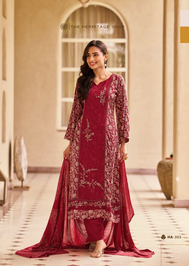 Hermitage Hassal Viscose Cotton Printed Dress Material Collection
