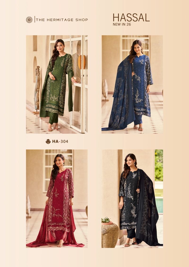 Hermitage Hassal Viscose Cotton Printed Dress Material Collection